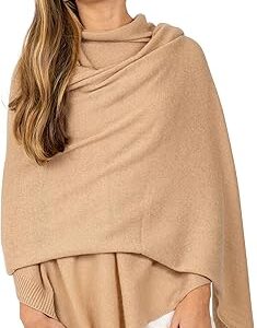 Velanio Cashmere Luxury Knitted Wrap Travel Shawl Scarf, Pashmina Stole, All-Season Scarf for Women Cashmere Wool Blend