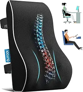 QUTOOL Lumbar Support Pillow for Office Chair,Office Home Essentials,Back Support Pillow for Car, Chair Cushions,Back Pain Relief Improve Posture,Mesh Cover Double Adjustable Straps
