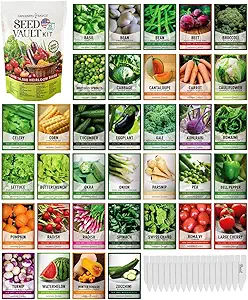Gardeners Basics Survival Vegetable Seeds Garden Kit Over 16,000 Seeds Non-GMO and Heirloom, Great for Emergency Bugout Survival Gear 35 Varieties Seeds for Planting Vegetables 35 Free Plant Markers
