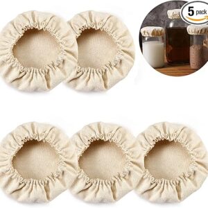 Cloth Covers for Sourdough Starter Jars Or Kombucha Kefir Fermentation Cheese Fabric Lids, Fit Jars Mouth from 3-4 inch, 5 Pack