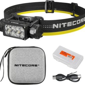 Nitecore HC65 UHE Headlamp, 2000 Lumen Max Heavy Duty Metal, USB-C Rechargeable with White, Red, and Reading Lights for Camping, Hiking, Hunting, and Industrial Works with LumenTac Organizer (Black)