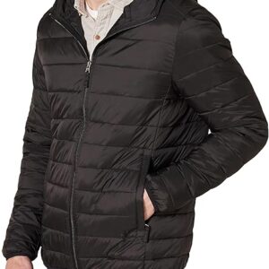 Amazon Essentials Men's Lightweight Water-Resistant Packable Hooded Puffer Jacket