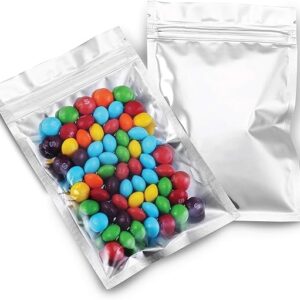 Mylar Bags with Ziplock 4" x 6" | 100 Bags | Sealable Heat Seal Bags for Candy and Food Packaging, Medications and Vitamins | Plastic and Aluminum Foil Packets for Liquid and Solids