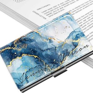 ubjva Personalized Business Card Holder Custom Card Wallet with LOGO Business Card Organizer for Men and Women