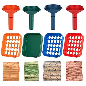 Coin Sorter Tray & Coin Sorter Tube - 4 Color Coded Coin Separator Trays and Coin Sorters Tubes Bundle with 100 PCS Coin Wrappers Assorted