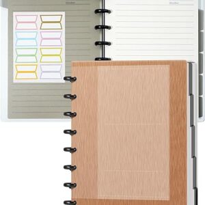 Discbound Notebook Customizable Spiral Journal Refillable 5 Subject Notebook with Removable Pages 120 Wide Ruled Disc Planner with 6 Binder Dividers & 16 Tabs for Work Meeting School