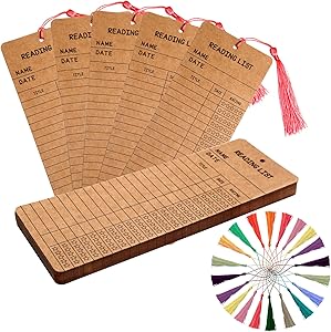50 pcs Reading List Bookmarks with 50 Bookmark Tassels – 3x8 Inch Book Tracker and Reading Log Bulk Bookmarks for Book Lovers, Students, Teachers – Graduation Gifts, Back-to-School Supplies (Brown)