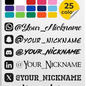 Personalized Custom Social Media Decal - Stickers Customized Name Username Logo - Custom Vinyl Sticker Car Window - Lettering JDM Automotive Windshield Graphic Name Letter Auto Vehicle Door Banner