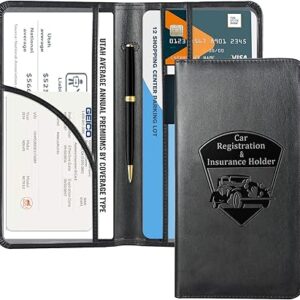 CoBak Car Registration and Insurance Holder - Vehicle Glove Box Car Organizer, Auto Truck Comparment Accessories Case for Essential Document, Driver License, Cards