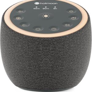 Hotmoon Sound Machine with 40 High-Fidelity Sounds, White Noise Sound Machine with Memory Functions, 8 Color Night Light, USB Power Supply, for Sleep & Noise Reduction Sleep Aid, Plug-in (Iron Black)