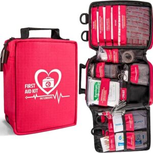 First Aid Kit, Trauma First Aid Kits with Labelled Compartments Molle System, Professional Emergency Kits for Home, Office, Car, Outdoor, Hiking, Travel, Camping