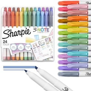 Sharpie S-Note Creative Markers, Pastel Highlighters, Art Marker Set, Assorted Colors, Chisel Tip, 24 Count - School, Home, and Office Use, Teacher Supplies