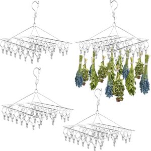 4-Piece Hanging Herb Drying Rack - Stainless Steel with 30 Hooks, Space-Saving for Fresh and Aromatic Herbs