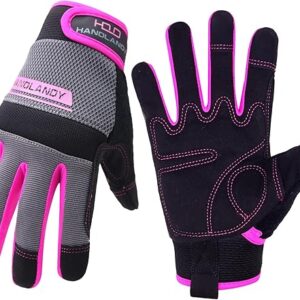 HLDD HANDLANDY Work Gloves Women, Safety Work Gloves Touchscreen Working Glove for Mechanic, Gardening, Construction, DIY, Breathable & Flexible