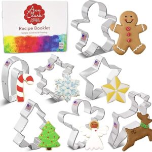 Christmas Cookie Cutters 7-Pc Set Made in USA by Ann Clark, Gingerbread Man, Christmas Tree, Star, Snowflake, Angel