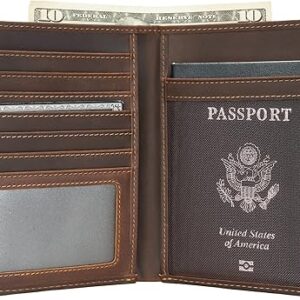 Polare Luxury RFID Blocking Leather Passport Holder Travel Wallet For Men and Women (Dark Brown)