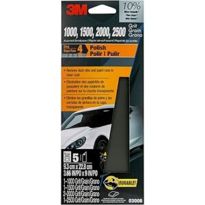 3M Wetordry™ Sandpaper, 5 Sheets, 3-2/3 in x 9 in, Assorted Grits (1000 / 1500 / 2000 / 2500), Use for Wet and Dry Sanding, Longer Lasting Sandpaper, Great for Auto Body Repair, Smooth Finish (03006)