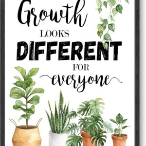 KUVIOKE Inspirational Wall Art Growth Looks Different for Everyone Motivational Quote Sayings Prints Encouraging Positive Posters Study Office Home Decor 11x14 Inch - Black Framed