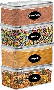 Large Airtight Food Storage Containers with Lids Set of 4-102 fl. oz Pasta storage Containers, BPA Free Plastic Spaghetti container - Air Tight Canisters for Kitchen Pantry Organization