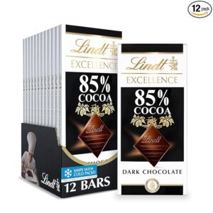 Lindt EXCELLENCE 85% Cocoa Dark Chocolate Bar, Dark Chocolate Candy, 3.5 oz. (12 Pack)
