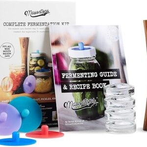 Masontops Complete Mason Jar Fermentation Kit - Pickle Kit, Sauerkraut Making Kit Kimchi Container - Fermentation Airlock Lids Wide Mouth Mason Jars