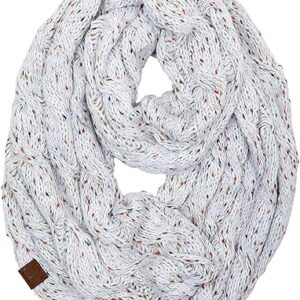 Funky Junque Cozy Ribbed Cable Knit Infinity Scarf Wrap - Mother's Day Gift - for Women