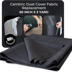 House2Home 60 Inch x 3 Yard Upholstery Black Cambric Dust Cover Fabric Replacement for Sofas, Chairs, Full and Queen Box Spring Foundations, Conceals Frame and Staples Inside Furniture