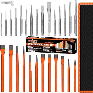 HORUSDY 28-Piece Heavy Duty Punch and Chisel Set, Including Taper, Cold Chisels, Pin, Center Punch