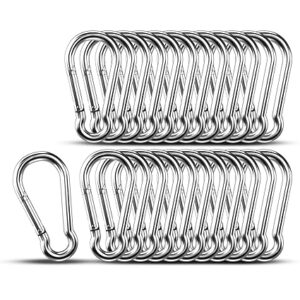 Small Carabiner Clip Hooks, 25pcs 2.36 inch Carabiners Heavy Duty, 304 Stainless Steel Spring Snap Hook Fits Camping Hiking, Metal Clips for Rope Chain Keys Rings