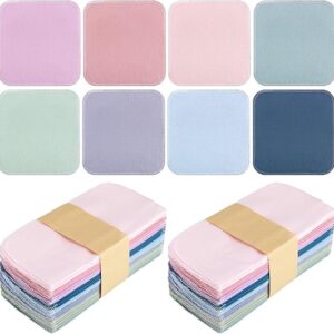 Kinlop 24 Pcs Lunchbox Cloth Napkins Bulk Reusable 2 Ply Flannel Wipes Washable Soft Cotton Sturdy Absorbent Cloth Placemats for Dining Home Party 8" x 8"(Colorful)