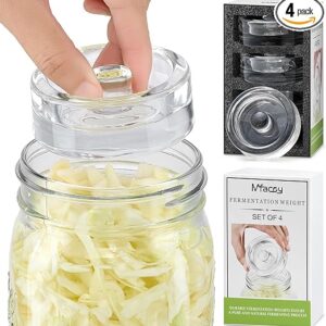 MFacoy 4-Pack of Fermentation Glass Weights with Easy Grip Handle for Great Wide Mouth Canning Mason Jars, Pickling Sourkrout Kraut Glass Weight Fermentation Kit with Easy Grip Handle, Dishwasher Safe