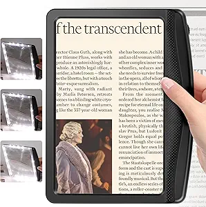 5X Magnifying Glass with Light for Reading, Large Bright LED Lighted Full Page Magnifier, Lightweight Rectangular HandHeld Magnifier with Light for Reading Small Prints for Seniors, Low Vision