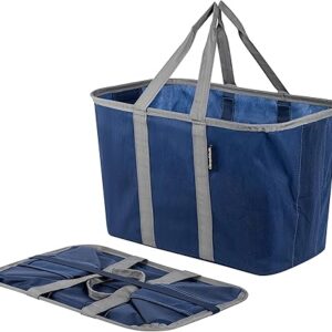 CleverMade EcoBasket Reusable Grocery Tote - Collapsible Storage Shopping Organizer - Heavy Duty Utility Bag Home