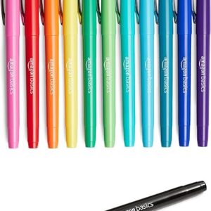 Amazon Basics Felt Tip Marker Pens, Versatile for Writing, Drawing, and Journaling, Assorted Colors, 12-Pack