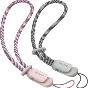 SURPHY 2 Pack Phone Lanyard, Phone Wrist Strap, Anti Theft Phone Strap, Phone Charm with 2-Color Braided, Phone Wrist Lanyard for Women and Men, Pink & Gray