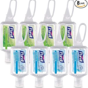 Purell Advanced Hand Sanitizer Variety Pack, Naturals and Refreshing Gel, 1 Fl Oz Travel Size Flip-Cap Bottle with Jelly Wrap Carrier (Pack of 8) - 3900-09-ECSC
