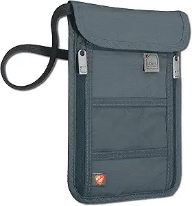 Lewis N. Clark Stash Neck Travel Wallet, RFID Blocking Passport Holder, Protect Personal Information, Charcoal