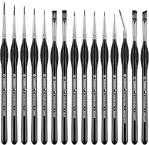 PANDAFLY Detail Paint Brushes Set, 15pcs Miniature Brushes for Fine Detailing & Art Painting - Acrylic, Oil, Watercolors & Paint by Number, Models, Face, Nail, Craft
