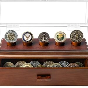 Holme & Hadfield Premium Challenge Coin Display Case for up to 30 Coins – Beautiful 360° Views – Large Handcrafted Military Coin Display Case – Birthday Gift – Luxury Built to Last