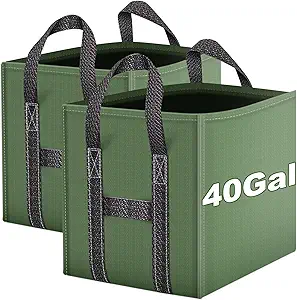 2-Pack 40 Gallons Reusable Yard Waste Bags, Upgrade Heavy Duty Foldable Garden Leaf Bag Lawn Bags Trash Bag Waste Container, Keep Upright (20.8" L × 20.8" W × 20.8" H)