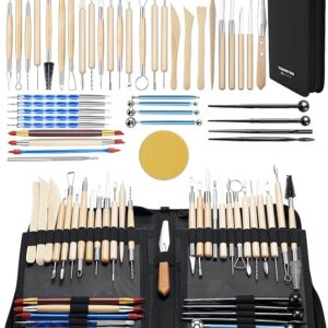 TEMONTIAN Clay Sculpting Tools Kit,Pottery Tools Kit,Clay Tools,Air Dry Clay Tools,44Pcs Double Sided Polymer Clay Tools for Adults,with Upgraded Carrying Case