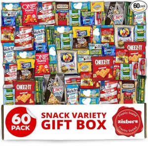 Snack Box Care Package Gift Box 60 Count - Large Variety Snack & Treats for College Students, Adults, Kids, and Office Treats