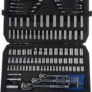 Amazon Basics Mechanic's Socket Tool Set With Case, SAE and Metric Sizes, 201-Piece