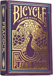 Bicycle Peacock Playing Cards - Purple - Cold Foil Premium Playing Card Deck for Card Games and Magic Tricks - Dazzling Design, Smooth Finish
