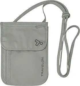 Travelon Rfid Blocking Undergarment Neck Pouch Travel Wallet, Gray, One Size