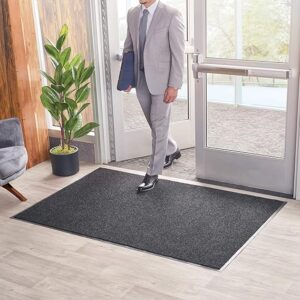 Consolidated Plastics Brush Dry Indoor/Covered Outdoor Entrance Floor Mat, Made in USA (3' W x 6' L, Charcoal)