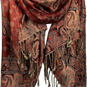 FURTALK Reversible Paisley Pashmina Shawl Wraps for Women Soft Exotic Indian Rave Scarf for Evening Dress Festival Scarves