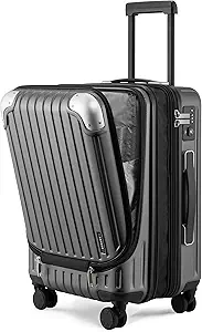 LEVEL8 Grace Carry On Luggage, 20 Inch Expandable Hardside Suitcase, Abs+Pc Harshell Spinner Luggage with Tsa Lock, Spinner Wheels, Grey, 20 Inch Carry-On