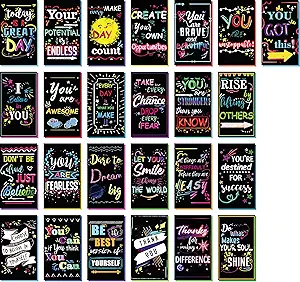Iconikal 200-Count Inspirational, Motivational Sayings 3.5x2-inch Mini Quote Cards, Blank Back Give Gratitude, Appreciation, Kindness & Encouragement