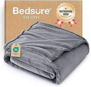 Bedsure Fleece Throw Blanket for Couch Grey - Lightweight Plush Fuzzy Cozy Soft Blankets and Throws for Sofa, 50x60 inches